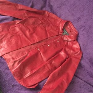 Red leather dress shirt